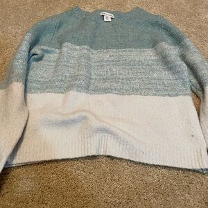 Cupcakes & Cashmere Green and White Ombré Sweater